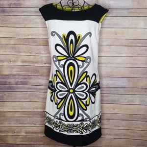 London Times 4 black & yellow retro dress